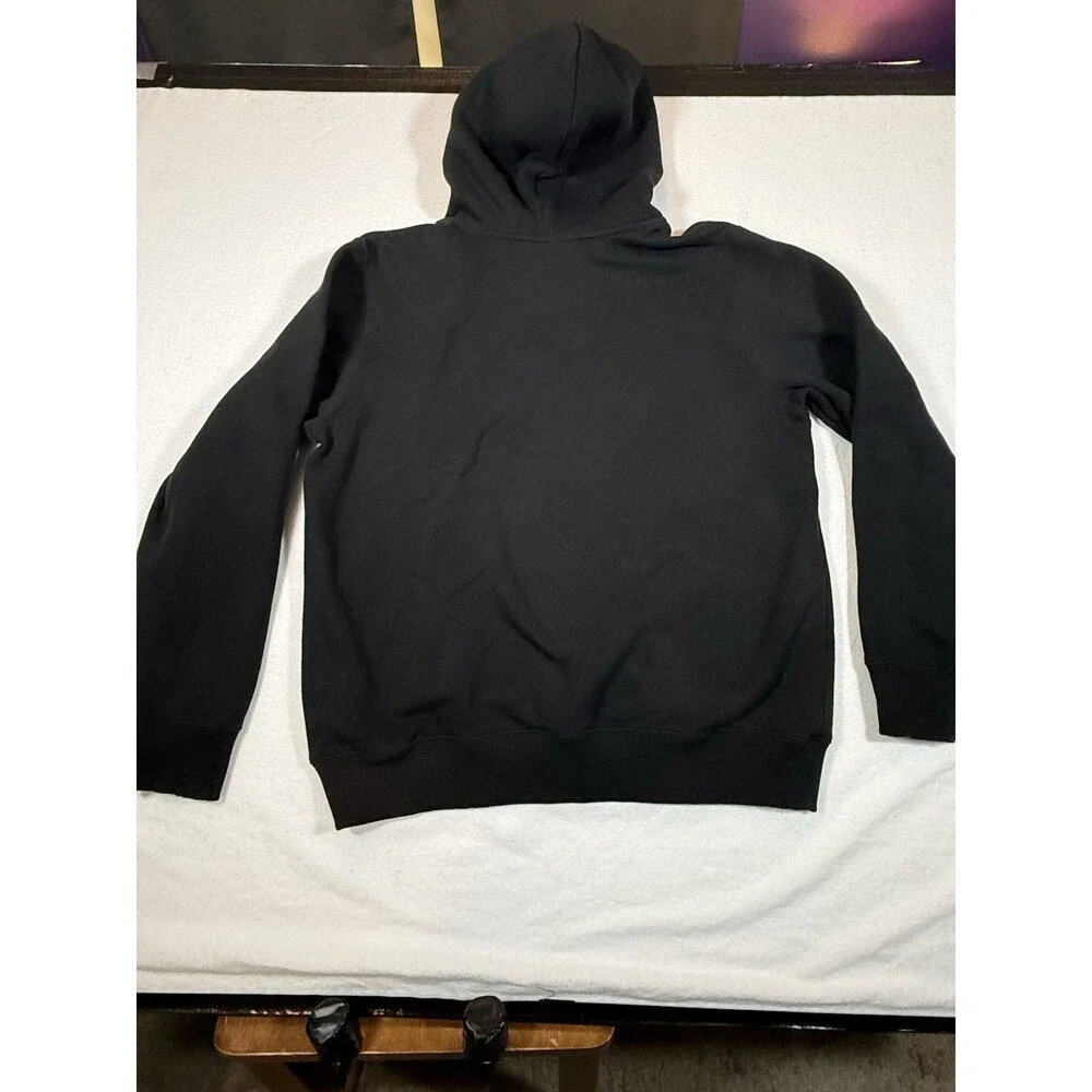 The North Face Fleece Pullover Hoodie Black Graphic Logo Pockets Size L